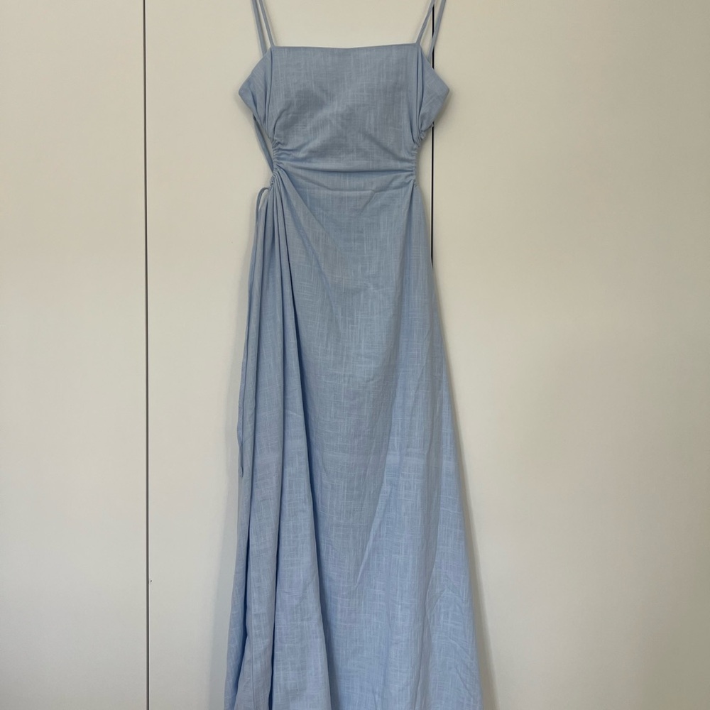 Elegant Cut Out Blue Maxi Dress